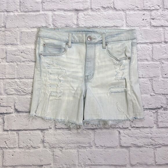 American Eagle high rise shortie light wash jean short - Picture 1 of 5